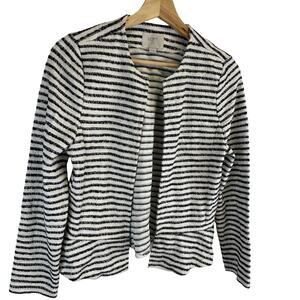 Loft Black and White Striped Open Front Cardigan Sweater Blazer Womens XS Petite